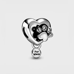 Pandora Fur Mom Charm and 925 Pandora necklace. NEW in box/bag